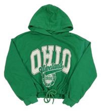 Zelená crop mikina s nápisem a kapucí C&A