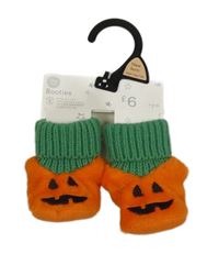 Nové - Oranžovo-zelené chlupato/pletené capáčky - dýně F&F vel. 16