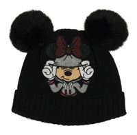 Černá čepice s Minnie a bambulemi Disney
