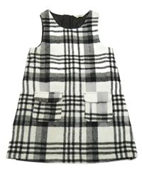 Světlešedo-černé kostkované vlněné šaty F&F