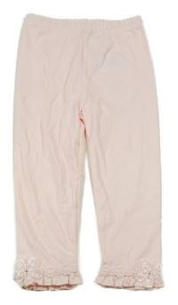 Světlerůžové lehké tepláky s krajkou a květinou