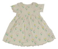 Smetanové květované bavlněné šaty M&S