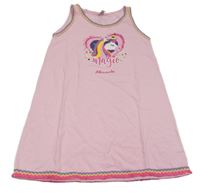 Růžové bavlněné šaty s jednorožcem
