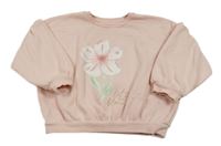Růžová oversize mikina s květinou Matalan