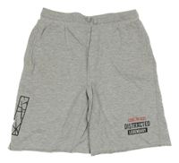 Šedé melírované teplákové kraťasy s nápisem Y.F.K.