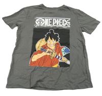 Tmavošedé tričko s potiskem - One Piece Primark