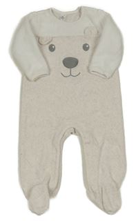 Světlebéžovo-bílý sametovo/chlupatý overal s čumákem Topomini