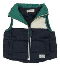 Tmavomodro-zeleno-bílá šusťáková zateplená vesta H&M