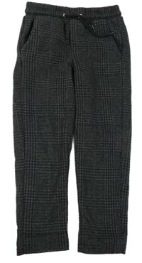 Tmavošedo-černé kostkované teplákové podšité chino kalhoty Pocopiano