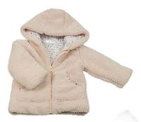 Světlerůžová chlupatá zateplená propínací mikina s kapucí Ergee