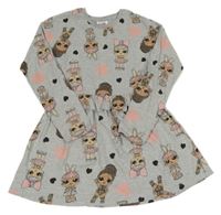 Šedé melírované šaty s L.O.L. Surprise a srdíčky Matalan