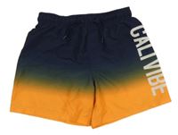 Tmavomodro-oranžové ombré plážové kraťasy s nápisem H&M