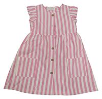 Růžovo-bílé pruhované propínací šaty Primark