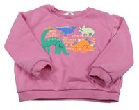 Růžová mikina s dinosaury M&S