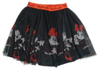 Černo-červená tylová sukně s Minnie a Mickeym 