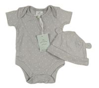 2 set - Šedé vzorované body + čepice John Lewis