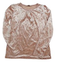 Světlerůžové sametové triko H&M