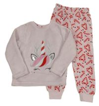 Růžové chlupaté pyžamo s jednorožcem Primark