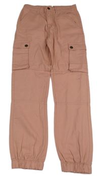 Starorůžové cuff plátěné kalhoty s kapsami Pep&Co