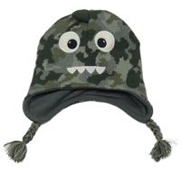 Khaki amry pletená podšitá čepice - příšerka 