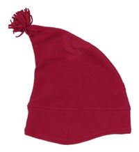 Malinová fleecová čepice s třásněmi 