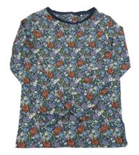 Tmavomodro-fialovo-červené květované triko Next