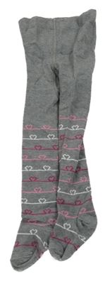 Šedo-růžové punčocháče se srdíčky 