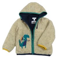 Béžová huňatá podšitá propínací mikina s dinem a kapucí M&Co.