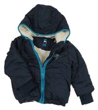 Tmavomodrá šusťáková zateplená bunda s kapucí Kiki&Koko