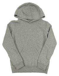 Šedá melírovaná mikina s logem a kapucí Adidas