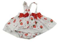Bílo-červené kraťasy se sukní a jahodami 
