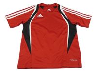Červeno-černé sportovní funkční tričko s logem Adidas