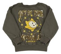 Hnědá mikina se zlatým nápisem z flitrů Next