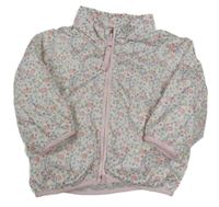 Bílo-barevná květovaná šusťáková jarní bunda H&M
