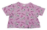 Růžové crop tričko s králíky - Looney Tunes