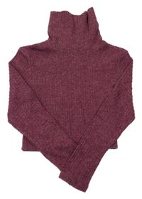 Vínový crop svetr s rolákem Primark