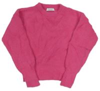 Růžový chlupatý crop svetr Primark