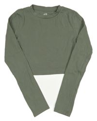 Khaki crop triko H&M