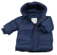 Tmavomodrá šusťáková zimní bunda s kapucí Primark