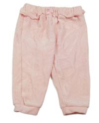 Růžové sametové tepláky s volánky 