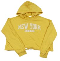 Žlutá crop mikina s nápisem a kapucí C&A