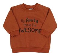 Cihlová mikina s nápisem 