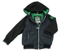 Černo-antracitová šusťákovo/softshellová bunda s kapucí WE