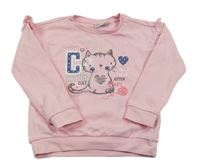 Růžová mikina s kočičkou a volánky Impidimpi