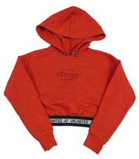 Červená crop mikina s nápisem a kapucí New Look