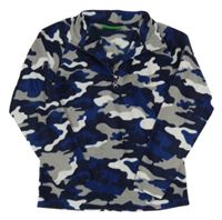 Tmavomodro-šedo-bílá fleecová army funkční mikina Mountain Warehouse