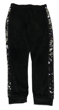 Černé plyšové tepláky s flitry Little kids