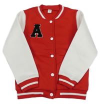 Červeno-bílá propínací baseballová mikina s písmenem Shein