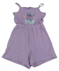 Lila žebrovaný kraťasový overal se Stitchem George