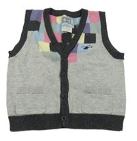 Šedo-barevná svetrová vesta s letadlem 